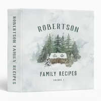 Family Recipes Rustic Cabin Pine Forest  3 Ring Binder