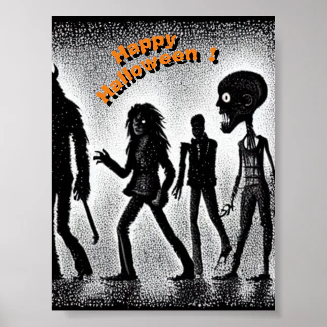 Effrayantes créatures d’Halloween  en ville Poster