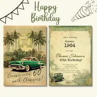 Retro Vintage Car 60th Father Birthday Party  Invitation