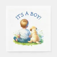 It's a Boy | A Baby and his Dog Baby Shower Napkins