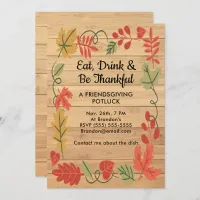 Friendsgiving Potluck Light Wood Color Invite