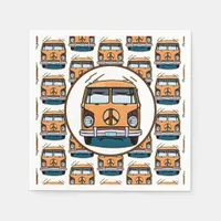 1970's Hippie Van Retro Vintage Style Birthday Napkins