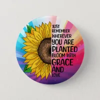 Inspirational Quote and Hand Drawn Sunflower Button