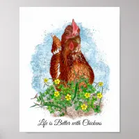 Hand drawn Chicken Art and Quote Poster