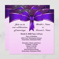 Festive Blue Ribbon Wedding 5.25" x 5.25" Invite