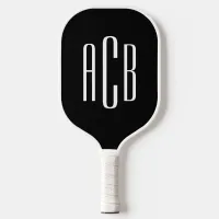 Minimalist Black and White 3 Letter Monogram Pickleball Paddle