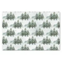 Rustic Pine Forest Winter Watercolor Tissue Paper