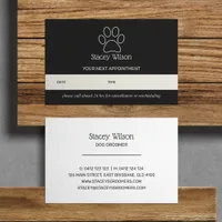 Charcoal And White Paw Print Logo Appointment Card