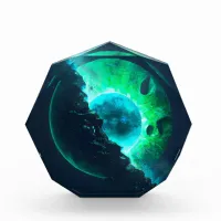 Emerald Lunar Core Cracking Open DALL-E AI Art Photo Block