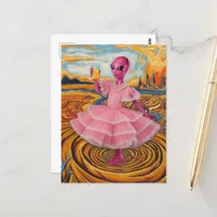 Alien Lady in Pink With Orange Juice Postcard