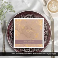 Dusty Pink and Gold Marble Wedding  Napkins