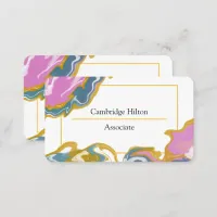 Blue, Pink and Gold Marble   Business Card