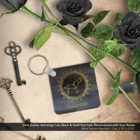 Dark Zodiac Astrology: Leo Black Gold Name Keychain