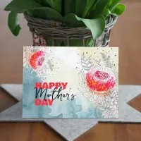 Red Watercolor and Black Ink Florals Mother's Day Postcard