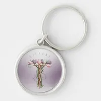 Soft Florals & Pastel Chic Tulip Monogram 'M' Keychain