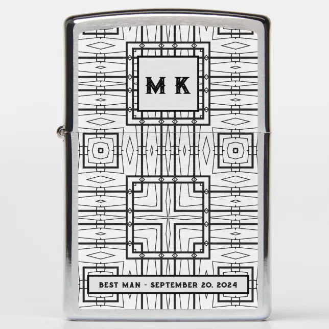 Black and White Geometric Pattern Best Man Zippo Lighter