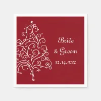 Red Christmas Tree Winter Wedding Paper Napkins