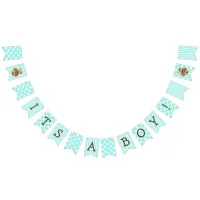 It's a Boy Teal Teddy Bear Baby Shower Bunting Flags