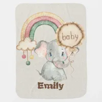 Cute boho Elephant Baby Blanket