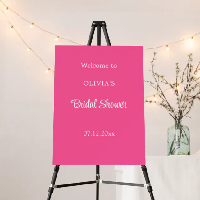 Hot Pink Bridal Shower Welcome Sign Foam Board