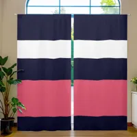 Modern Chic Stylish Trendy Color Block Striped Blackout Curtains