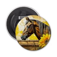 Horse and Sunflower Beautiful AI Art  Bottle Opener