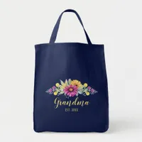 New Grandma Elegant Floral | Pink Yellow Flowers Tote Bag