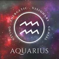 EO Elegant Aquarius Western Zodiac Sign on a Cosmic Starfield