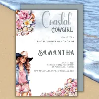 Coastal Cowgirl Bridal Shower Party Flowers Shells Invitation