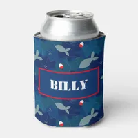 Angling Fishing Personalised Blue Camo Can Cooler