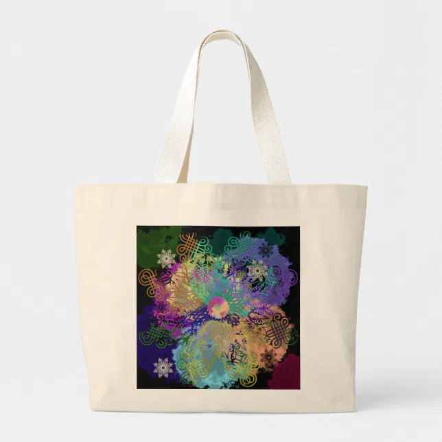 Dentelles g&#233;om&#233;triques multicolores large tote bag