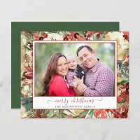 Budget Rustic Green Holiday Floral Christmas Photo