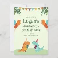 Personalized Dinosaur for Kids Birthday Party Invitation