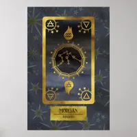 Aquarius Dark Zodiac Astrology: Black Gold Name Poster