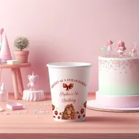 Sweet As Strawberry Red Girl 1st Birthday Party Paper Cups