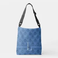 Blue Hearts Monogram and Name Custom Crossbody Bag