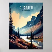 Glacier Watercolor Poster