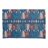 Caribbean Tribal Mudcloth: Festive Blue, Orange Pillow Case