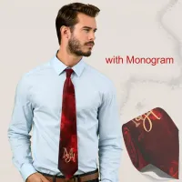 Modern Red Monogram Neck Tie