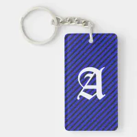 Black Blue Thin Diagonal Stripes Keychain