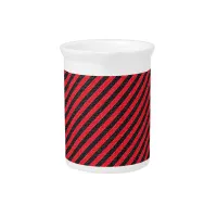 Thin Black and Red Diagonal Stripes Drink Pitcher