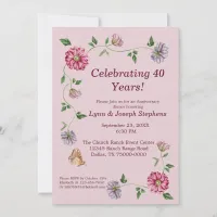 Pink & Purple Floral Vine   Invitation