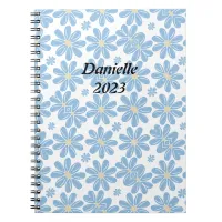 Blue Floral Pattern - Personalized Notebook