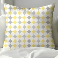 Chic Yellow and Gray Diamonds Pattern Throw Pillow