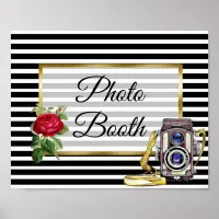 Photo Booth Wedding Sign Red Rose poster