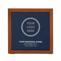 Stylish Modern Navy Blue Theme Custom Logo Branded Desk Organizer