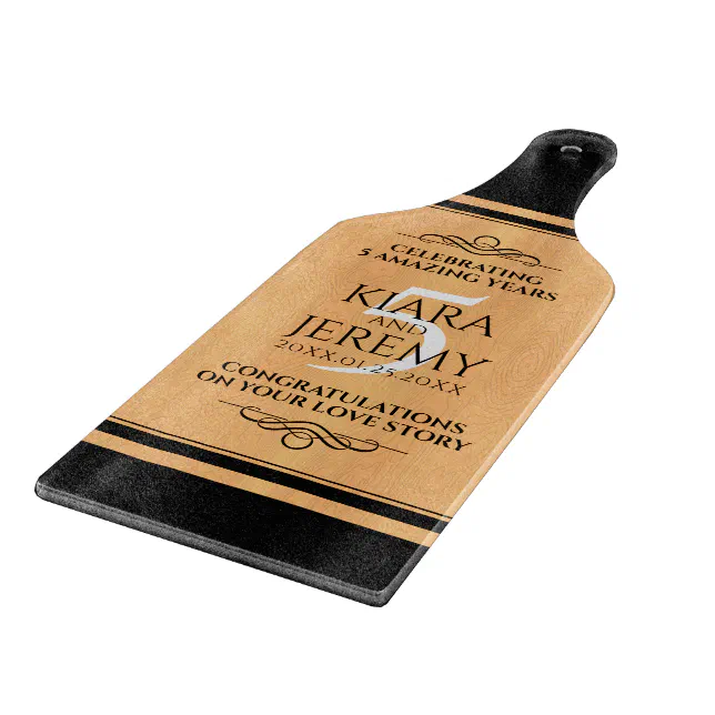 Elegant 5th Wood Wedding Anniversary Celebration Cutting Board