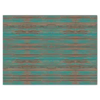 Southwest Rustic Weathered Turquoise Painted Wood Tissue Paper