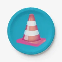 Graduate Student Prank Striped Traffic Cone Party Paper Plates