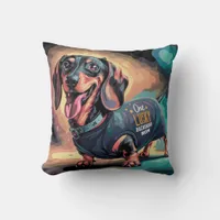 One lucky dachshund mom throw pillow